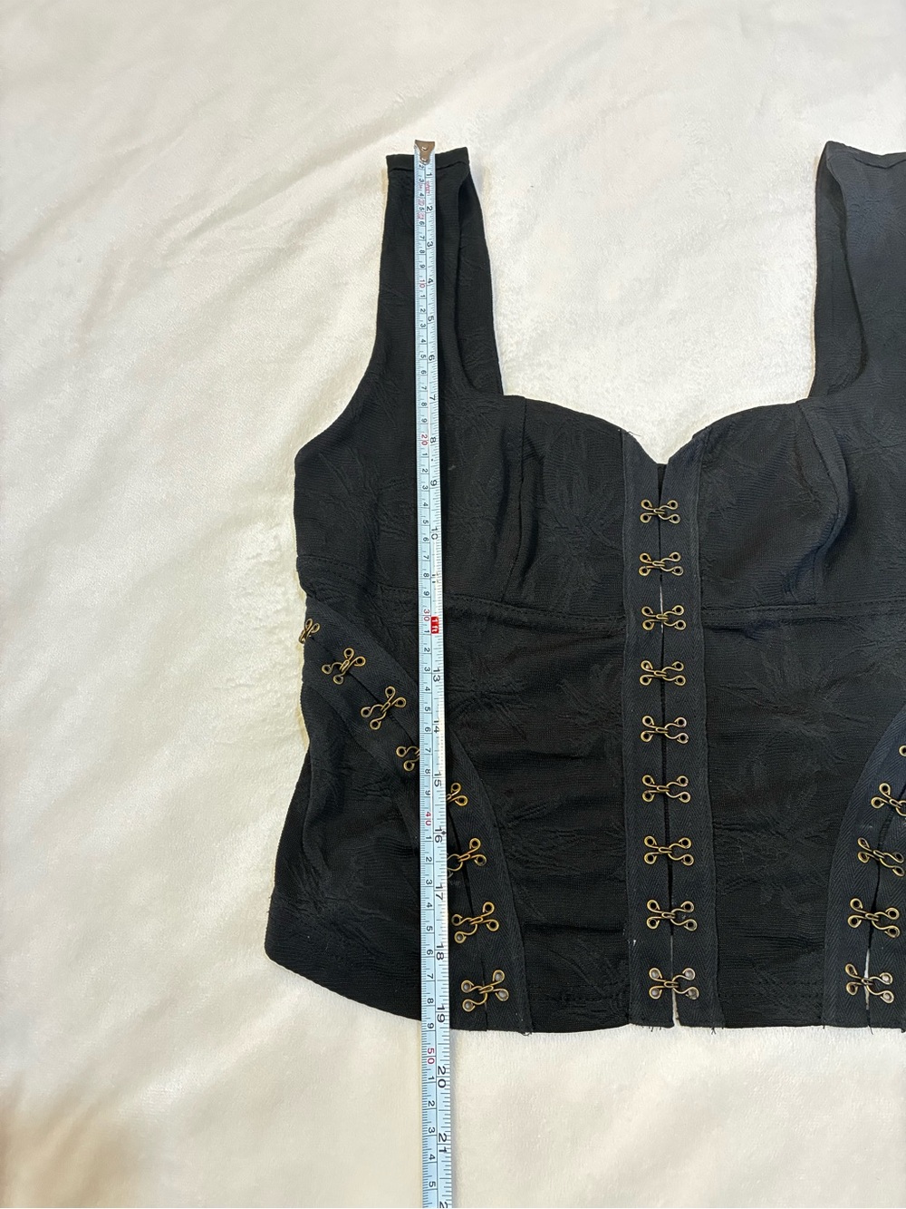 Free People Don't Look Back Corset Bustier Top Black Jacquard Hook Eye Crop S - Picture 8 of 8